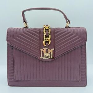 Badgley Mischka Mauve Quilted Top-Handle Crossbody with Gold Accents